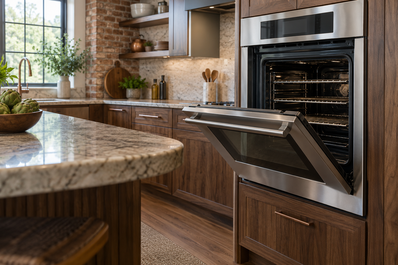 Illustrative Thermador oven in a residential kitchen — AI image for Wolf Repair Rye Brook